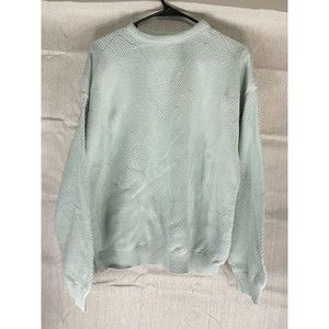 Seth Roberts Knit Sweater Vintage Diamond Pattern Mint Green L